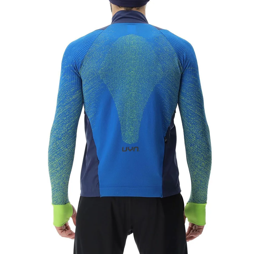 Кофта MAN RUNNING EXCELERATION WINDPROOF SHIRT LONG SL.ZIP UP. Lapis/Lime