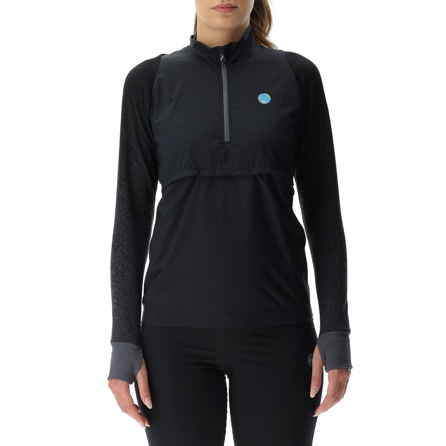 Кофта WOMAN RUNNING EXCELERATION WIND SHIRT LONG SL. ZIP UP Black/Cloud
