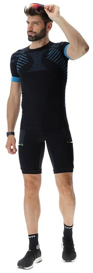 Велошорты мужские STRIDES RUNNING OW PANTS SHORT Black/Yellow Fluo 