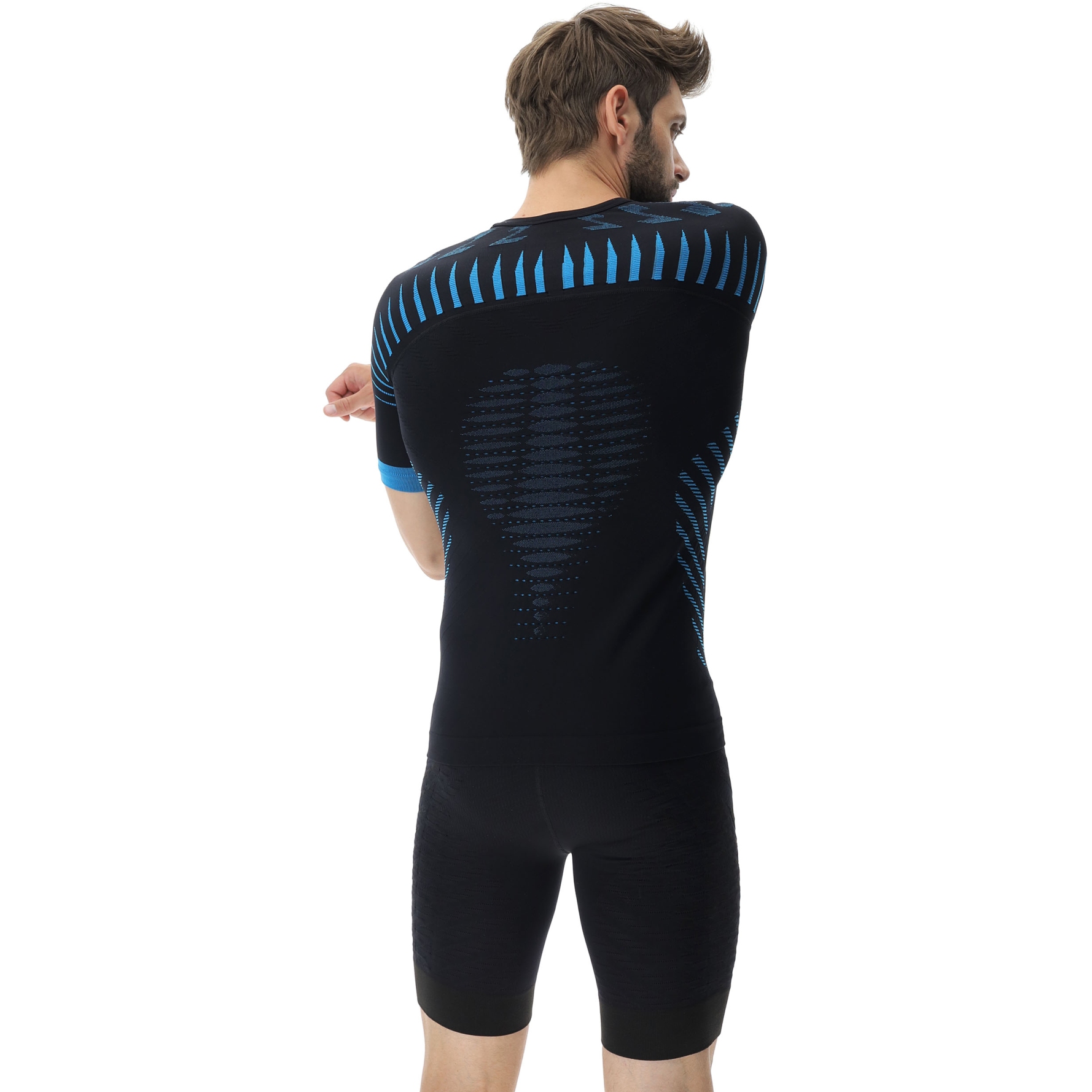 Футболка мужская RUNNING ULTRA1 OW SHIRT SHORT SL_ Black/Atlantic/Atlantic 