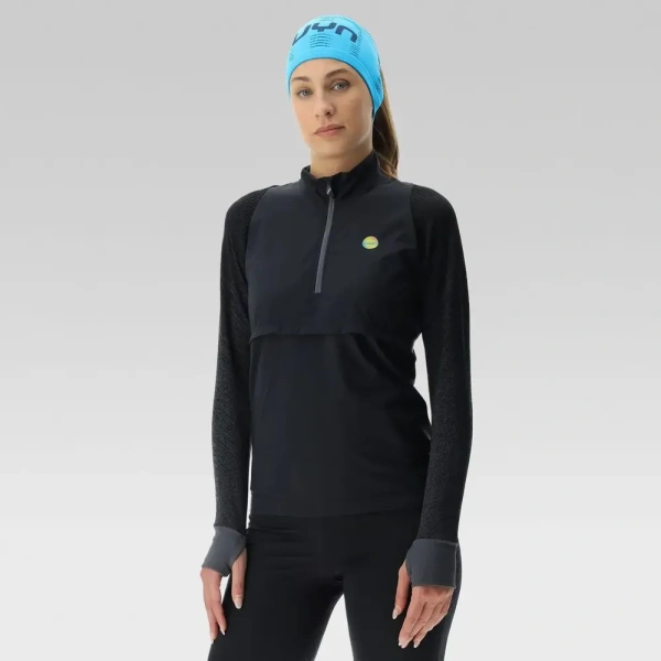Кофта WOMAN RUNNING EXCELERATION WIND SHIRT LONG SL. ZIP UP Black/Cloud